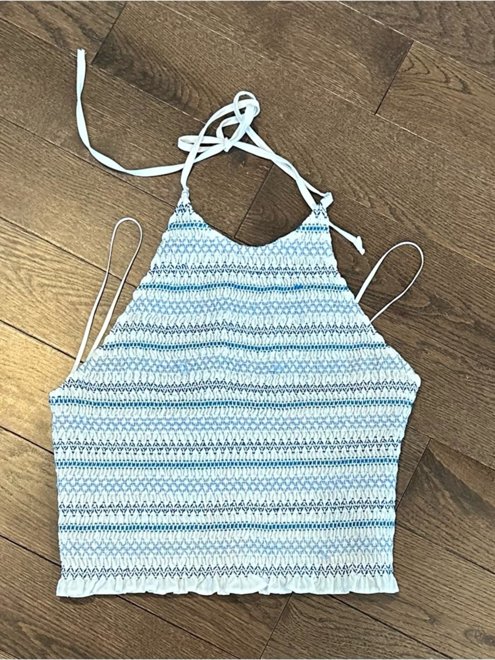 Zara Blue &‎ White Striped Halter Knit Cami